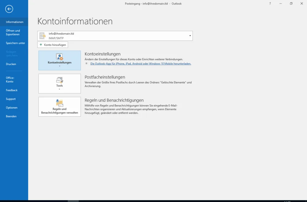 Outlook 2016 IMAP Ordner Erkennung