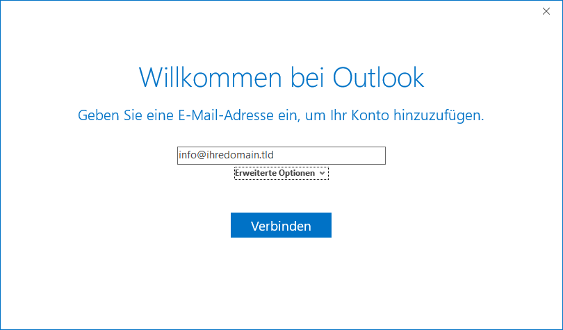 Outlook 2016 Mail eingeben
