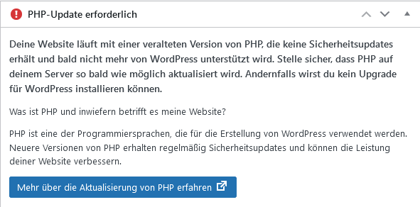 WordPress PHP Update: PHP Version aktualisieren