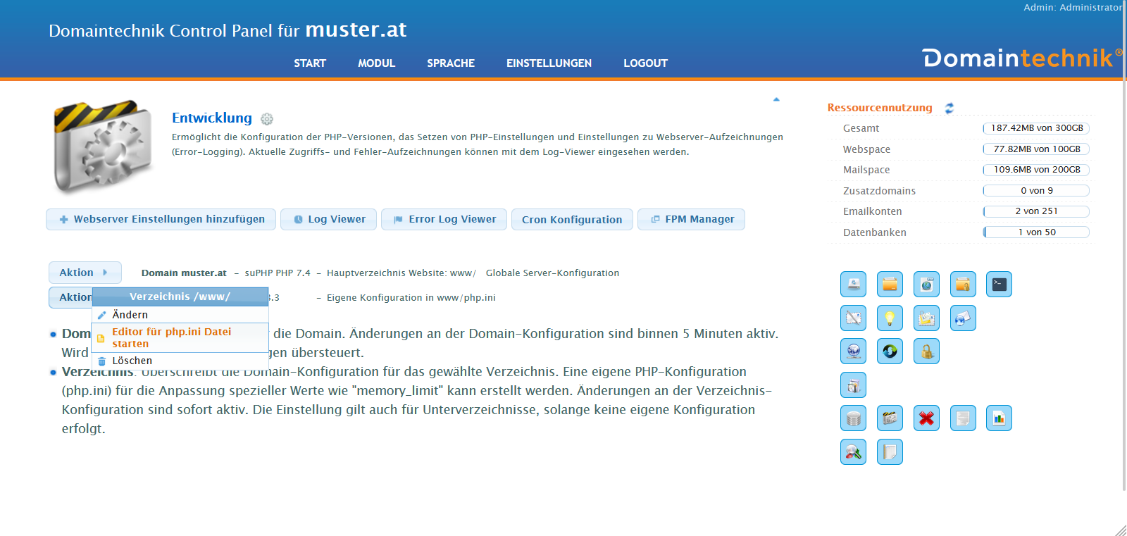 PHP.ini Datei ändern