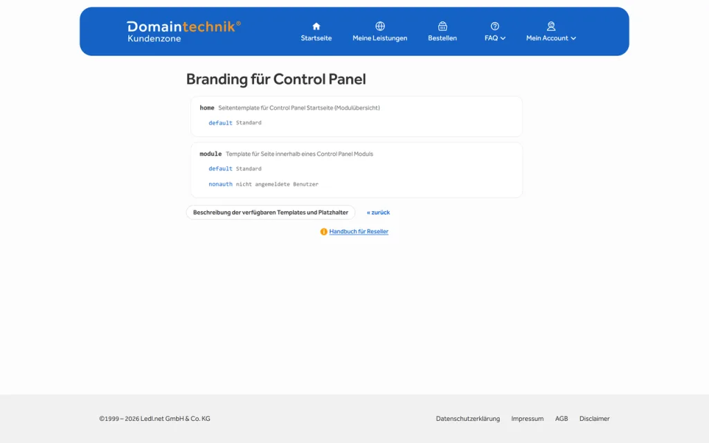 Domain und Hosting Reseller eigenes Branding