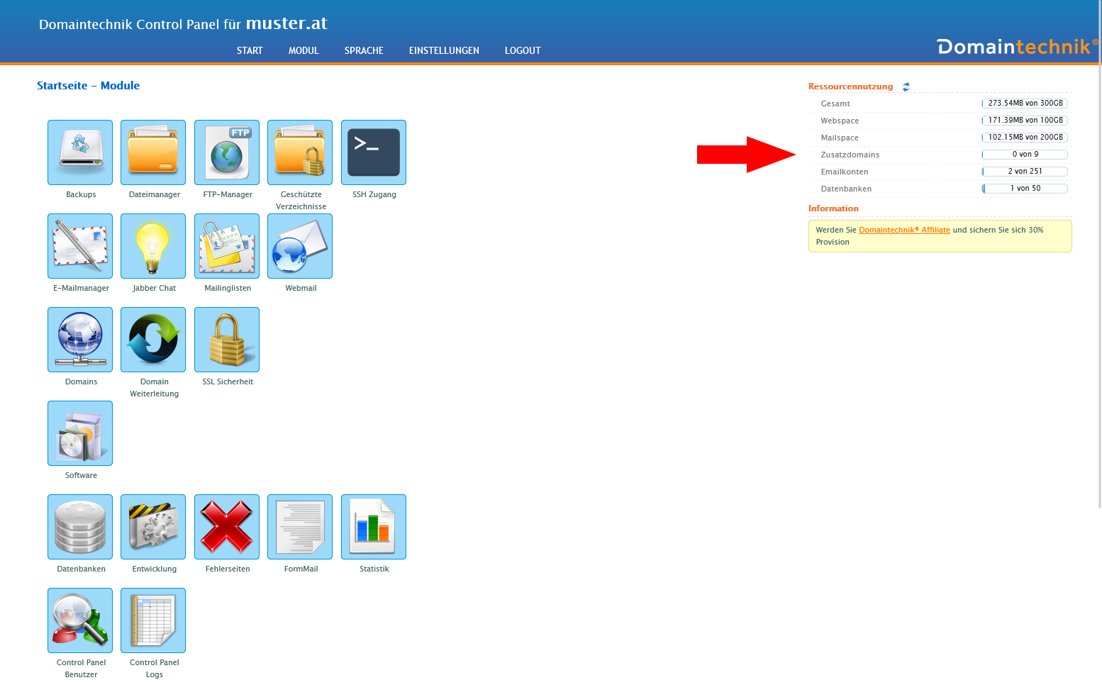 Ressourcennutzung: So viele Zusatzdomains können Sie auf Ihre Hosting Paket aufschalten