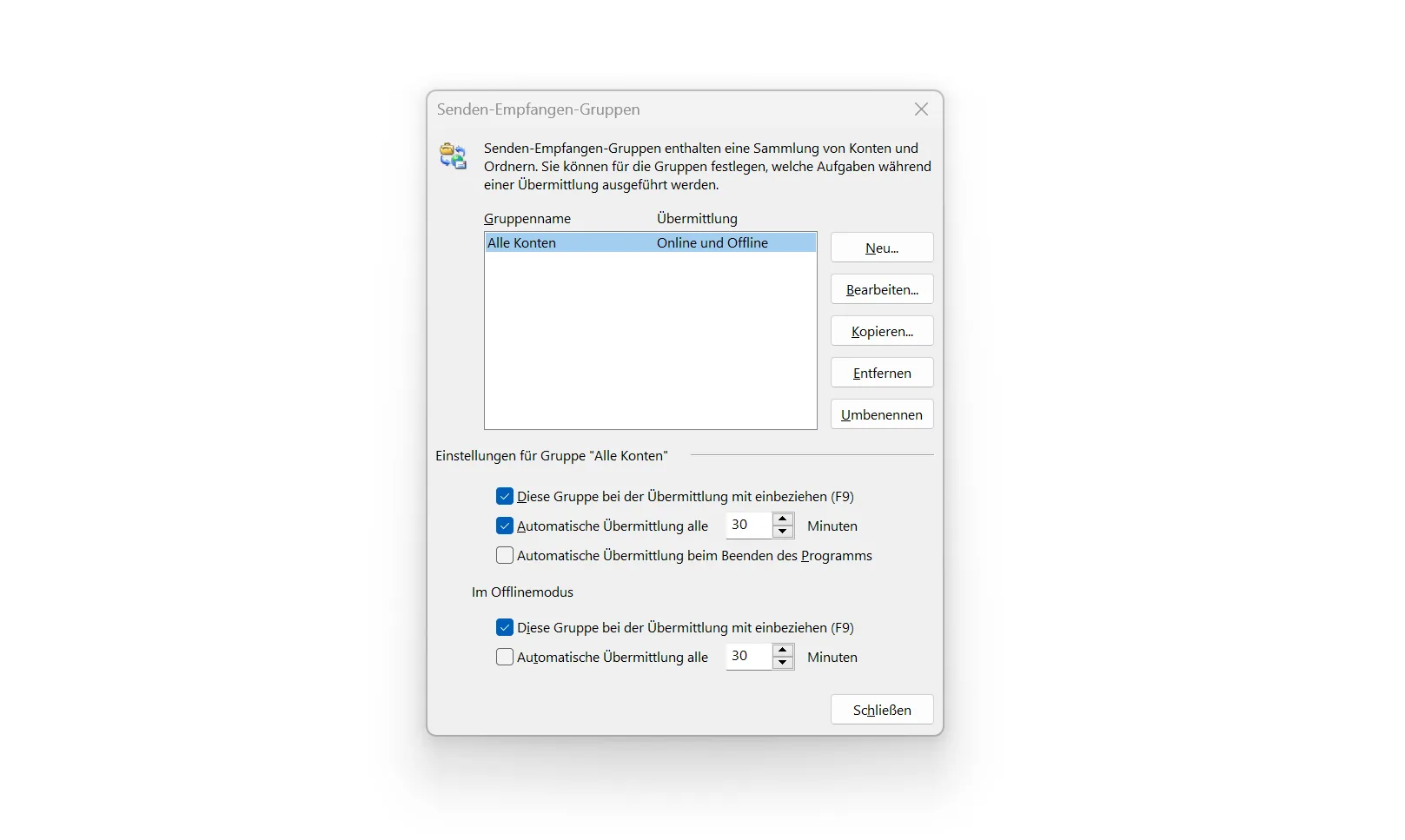 Senden-Empfangen-Gruppen