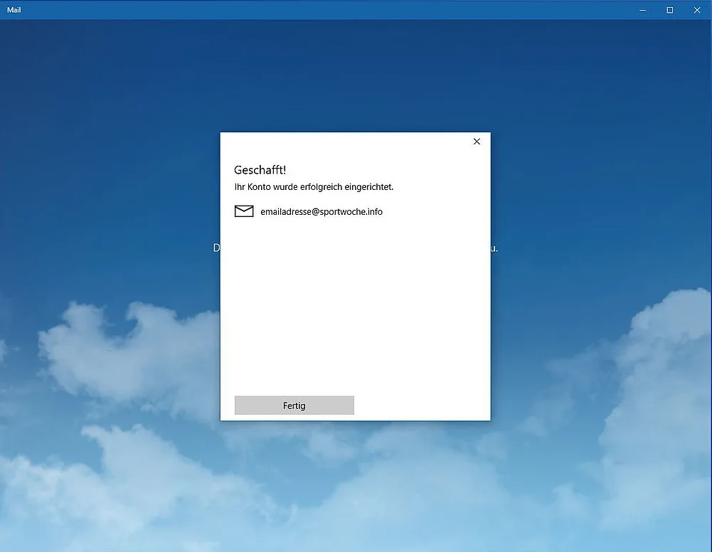 Windows 10 Mail Einrichtung abschließen