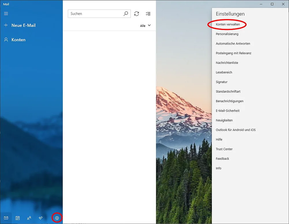 Windows 10 Konto verwalten