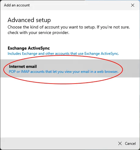 Windows 11 Internet-E-Mail
