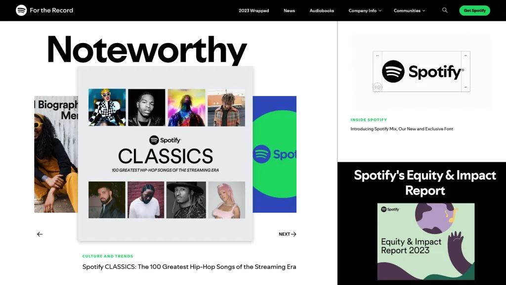 Spotify Newsroom aufgebaut mit WordPress