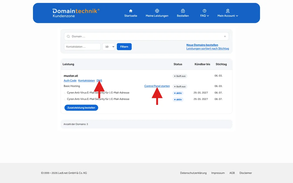 Zusatzdomain Nameserver konfigurieren